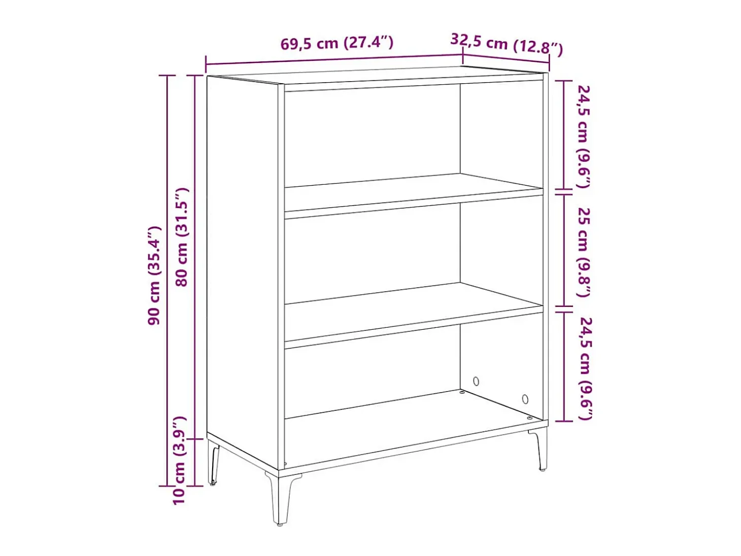 Vitrina Madera vieja 32.5 x 69.5 x 90 cm Madera contrachapada