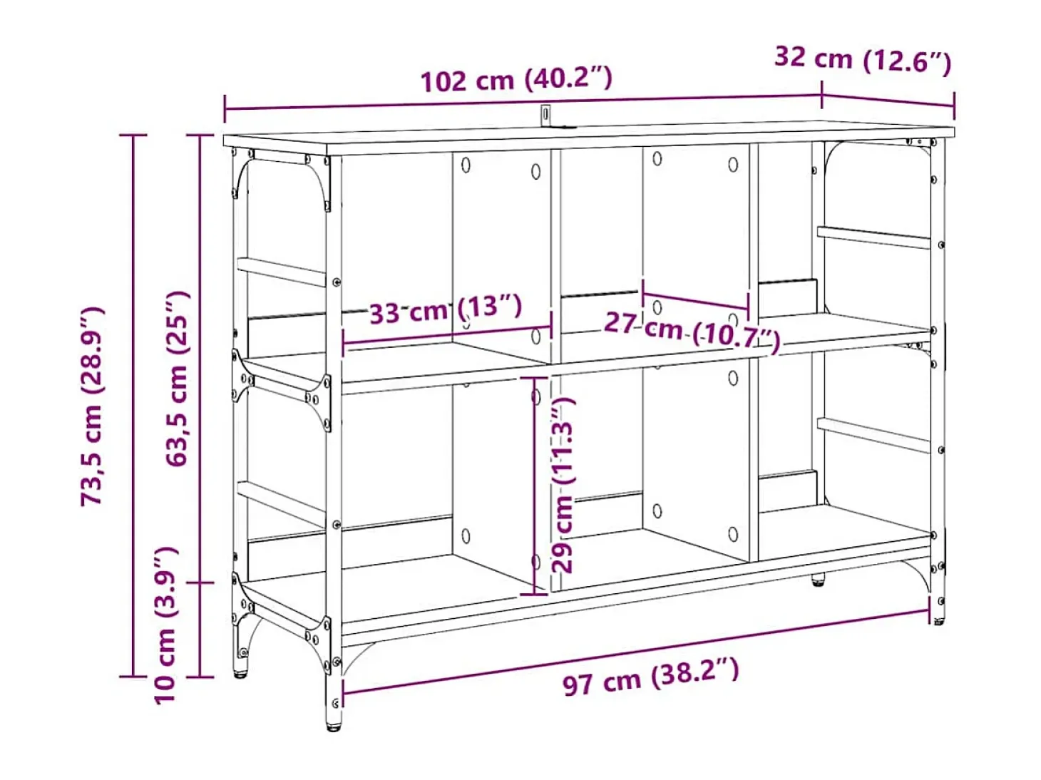 Vitrina Marrón 102 x 32 x 73.5 cm Madera contrachapada
