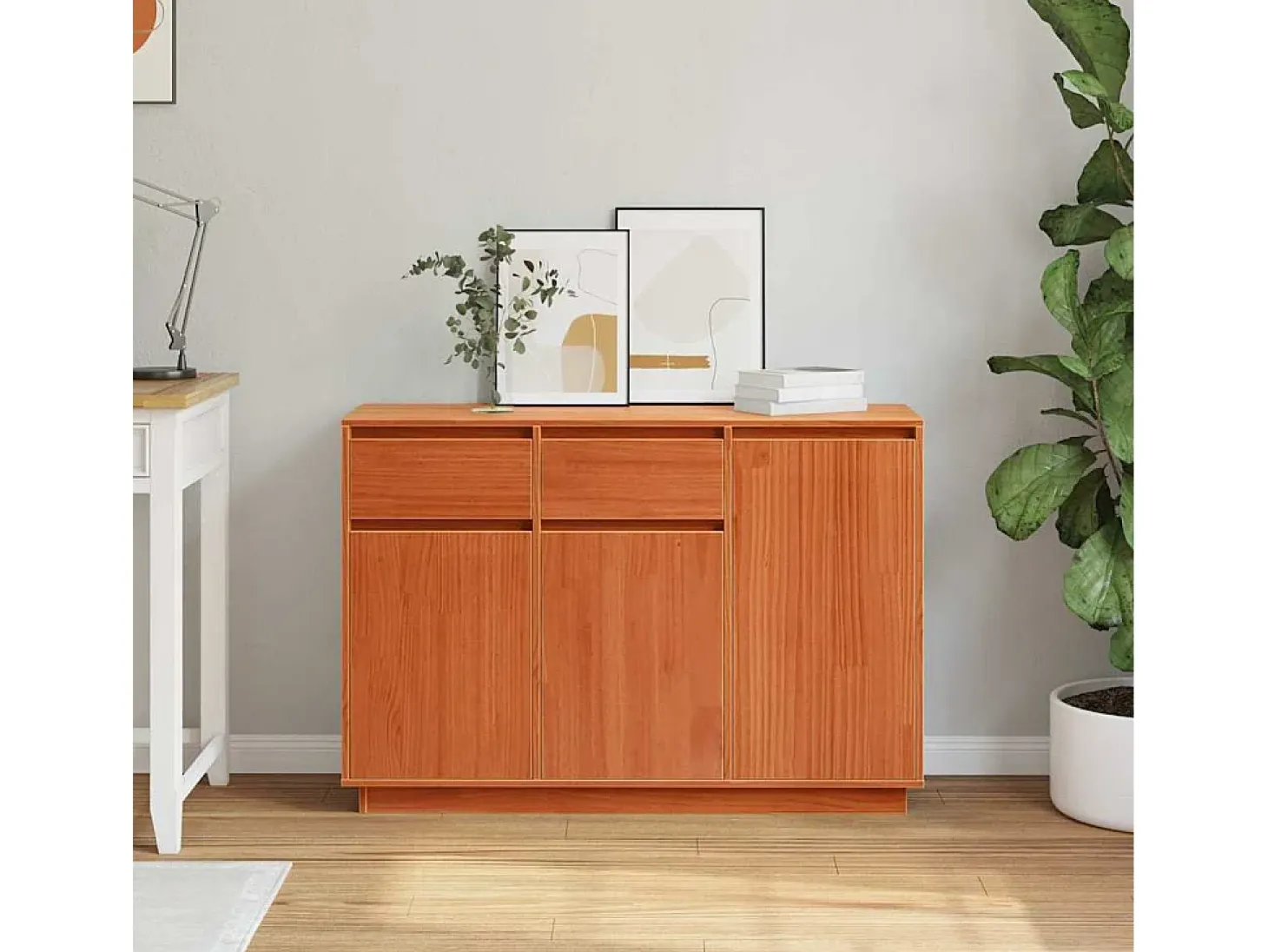 Vitrina Marrón cera 110 x 34 x 75 cm Madera maciza de pino