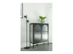 Vitrina negra con puerta ondulada de vidrio 90 x 35 x 110 cm