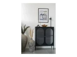 Vitrina negra con puerta ondulada de vidrio 90 x 35 x 110 cm