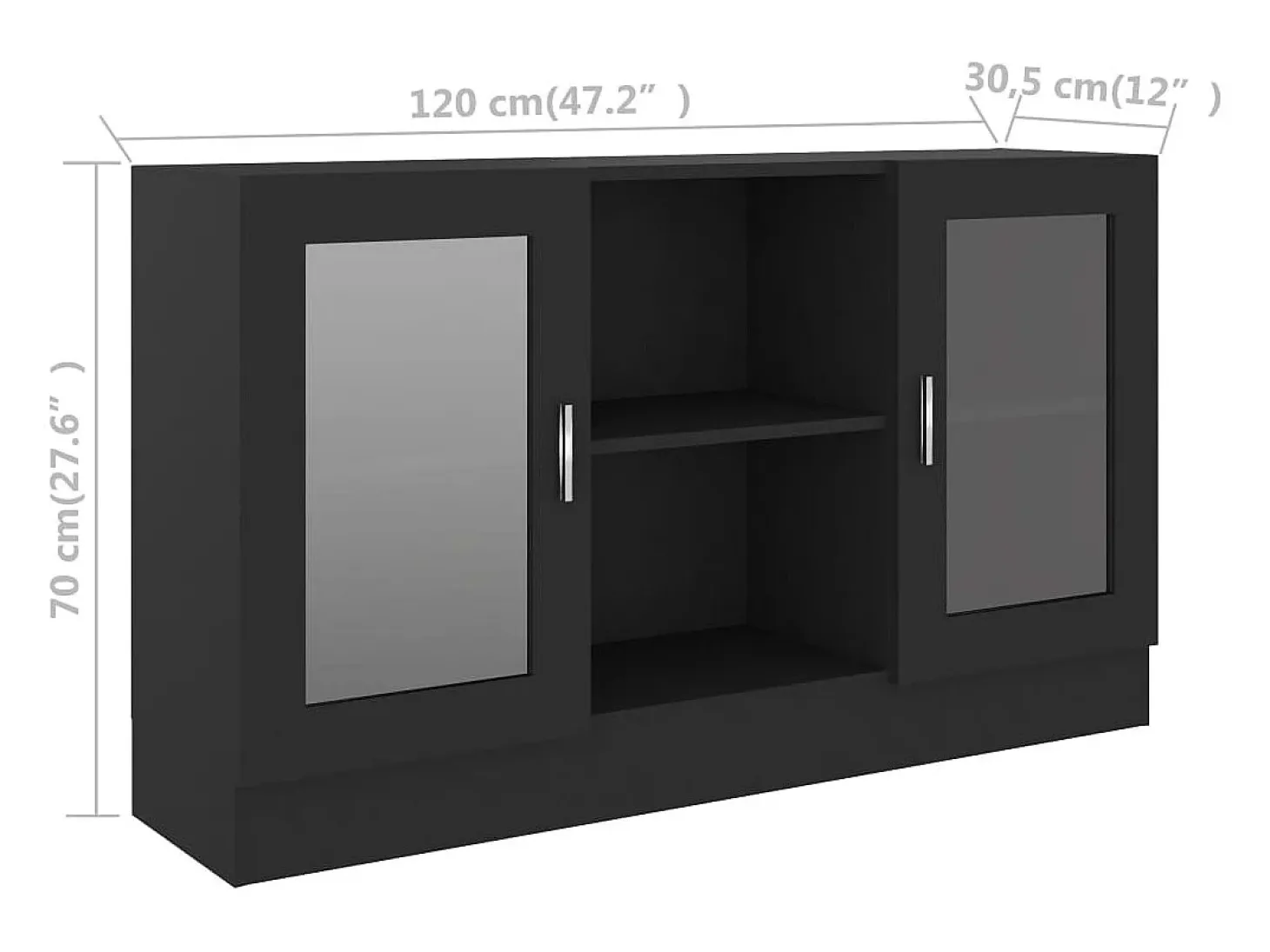 Vitrina negra 120x30,5x70 cm Madera de ingeniería