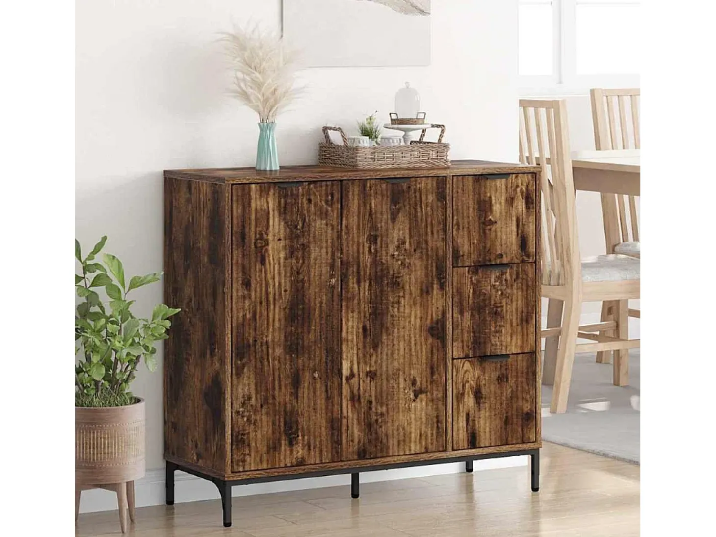 Vitrina Roble ahumado 89.5 x 33 x 82 cm Madera contrachapada