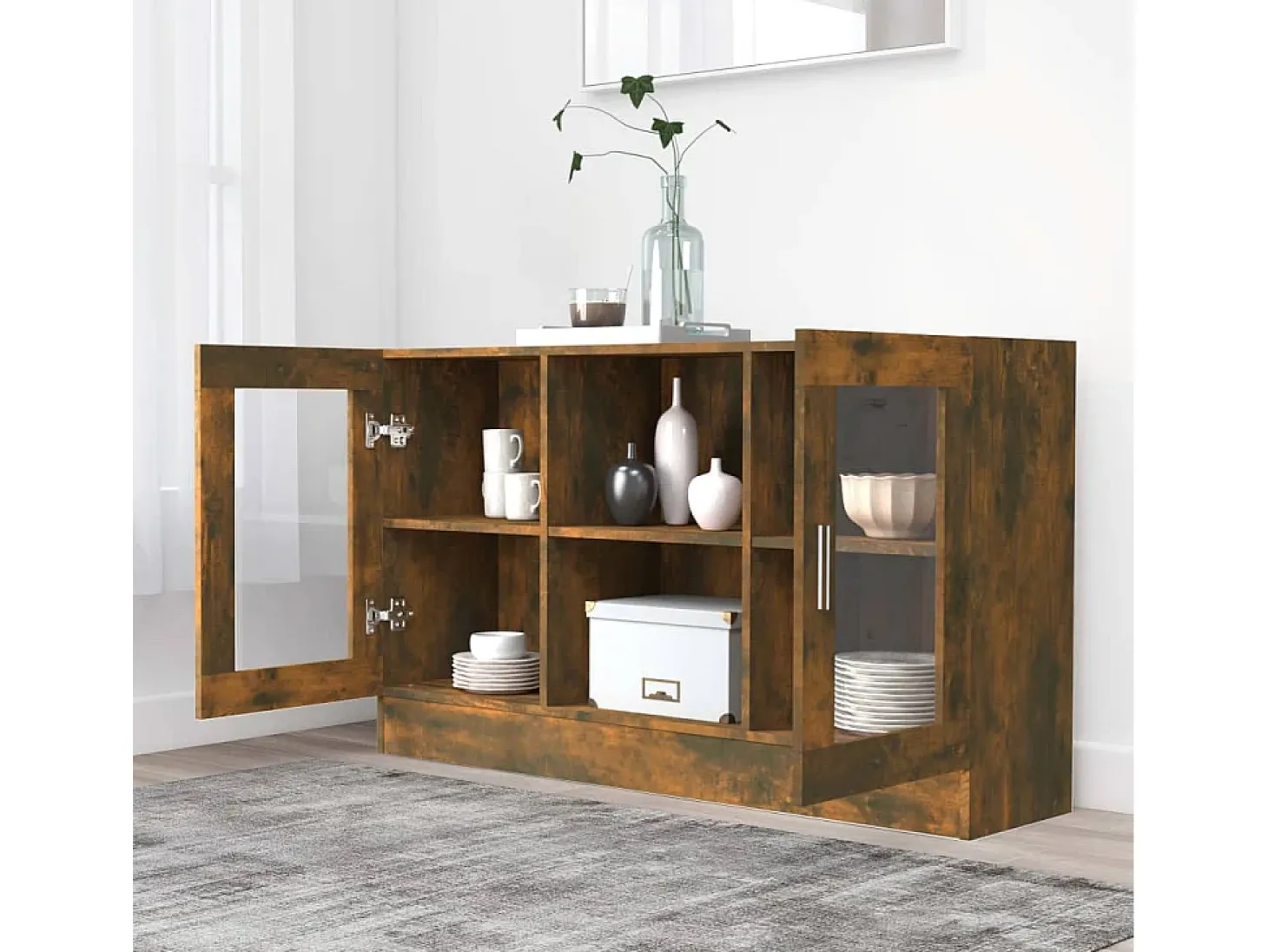 Vitrina Roble ahumado 120x30,5x70 cm Madera de ingeniería