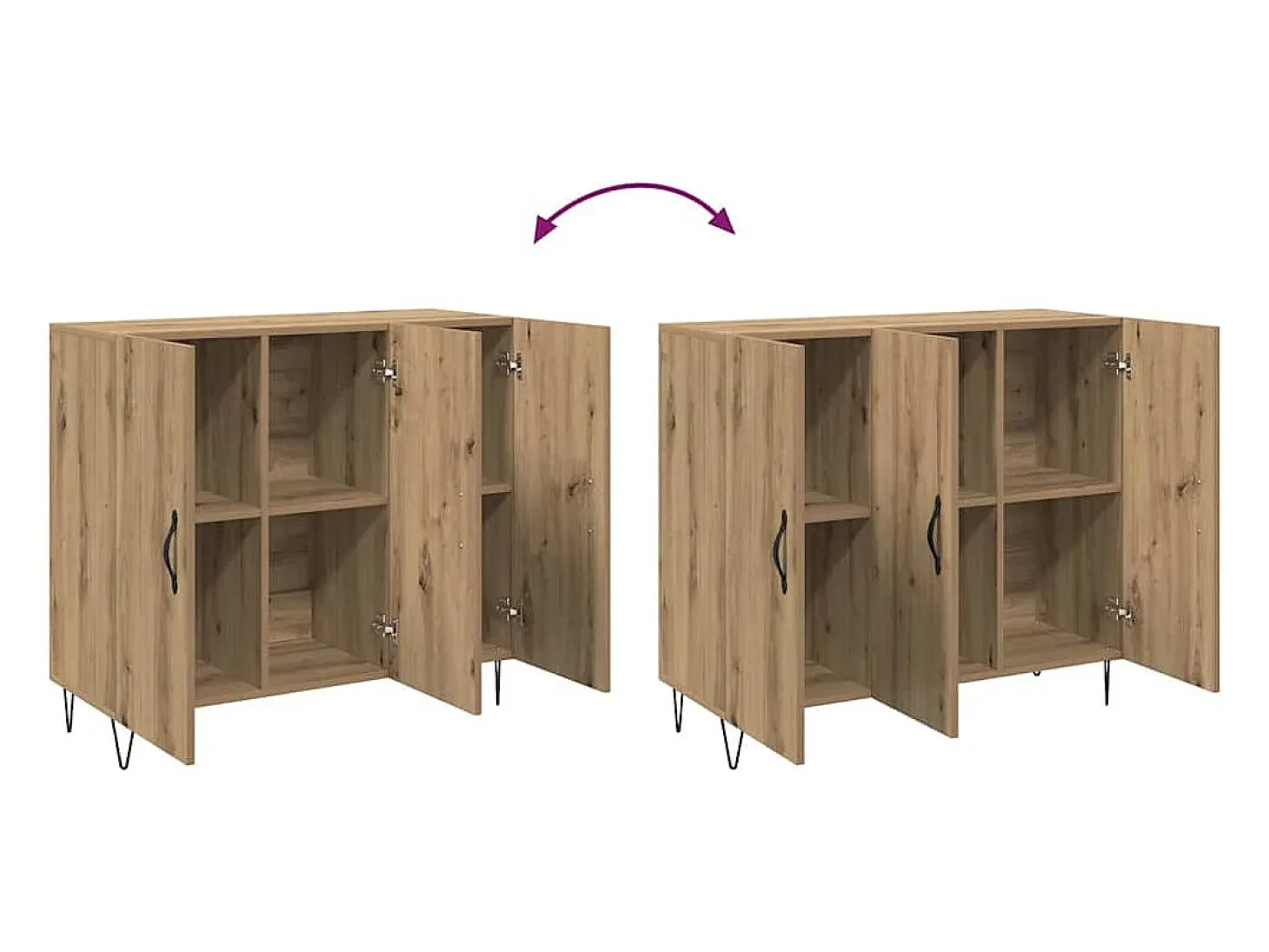 Vitrina Roble artisan 90 x 34 x 80 cm Madera contrachapada