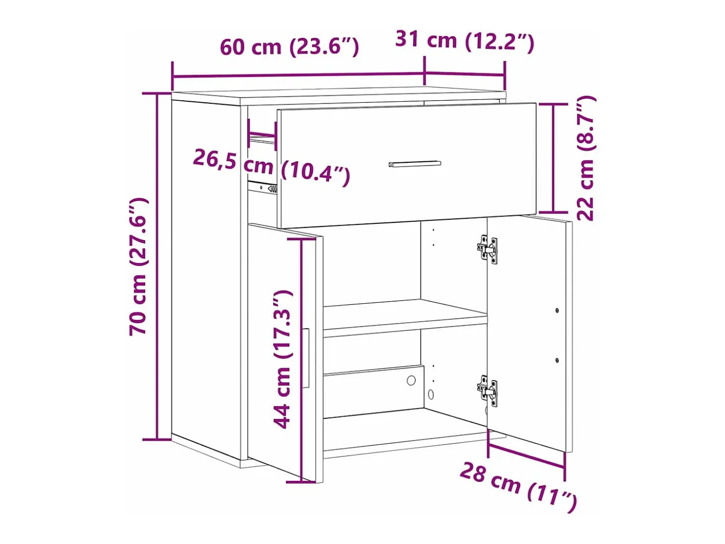 Vitrina Roble artisan 60 x 31 x 70 cm Madera contrachapada