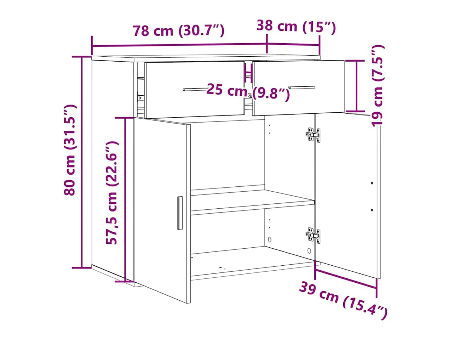 Vitrina Roble artisan 79 x 38 x 80 cm Madera contrachapada