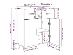 Vitrina Roble artisan 34 x 69.5 x 89 cm Madera contrachapada