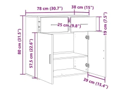 Vitrina Roble negro 79 x 38 x 80 cm Madera contrachapada