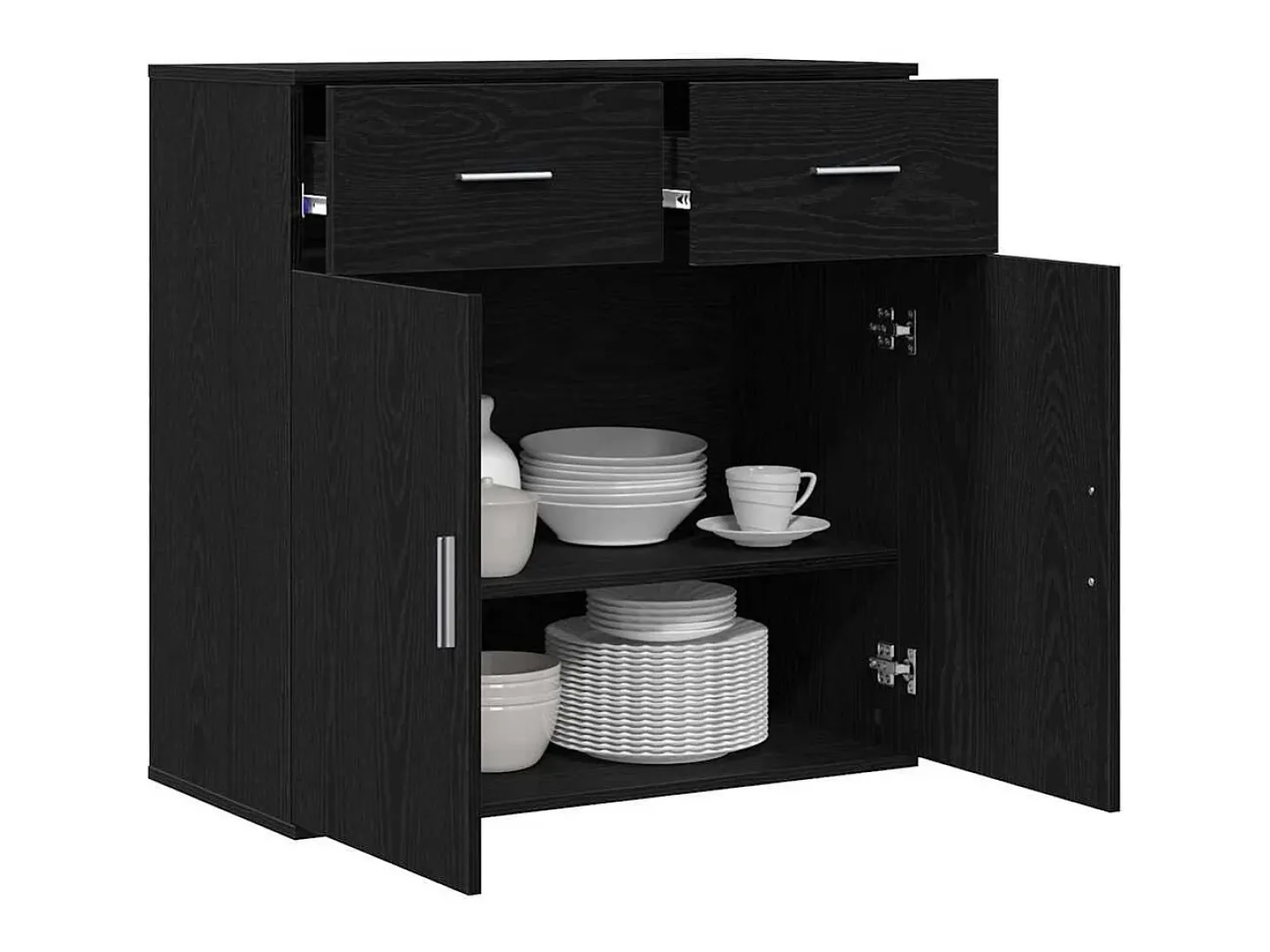 Vitrina Roble negro 79 x 38 x 80 cm Madera contrachapada