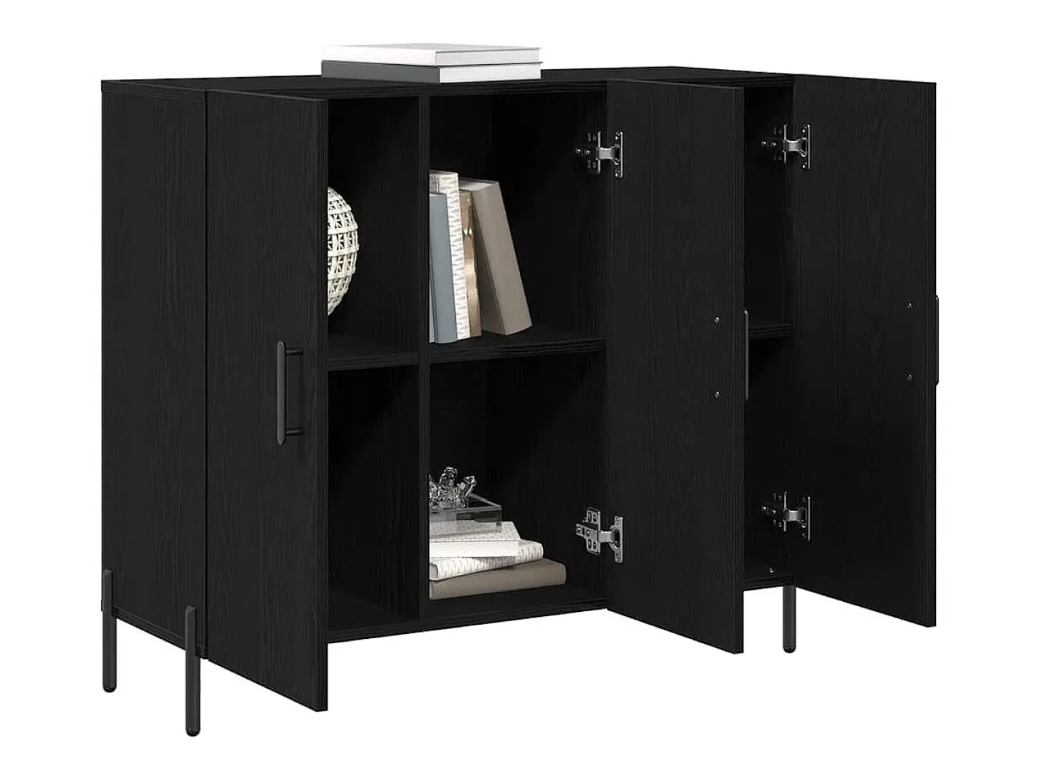 Vitrina Roble negro 90 x 34 x 80 cm Madera contrachapada