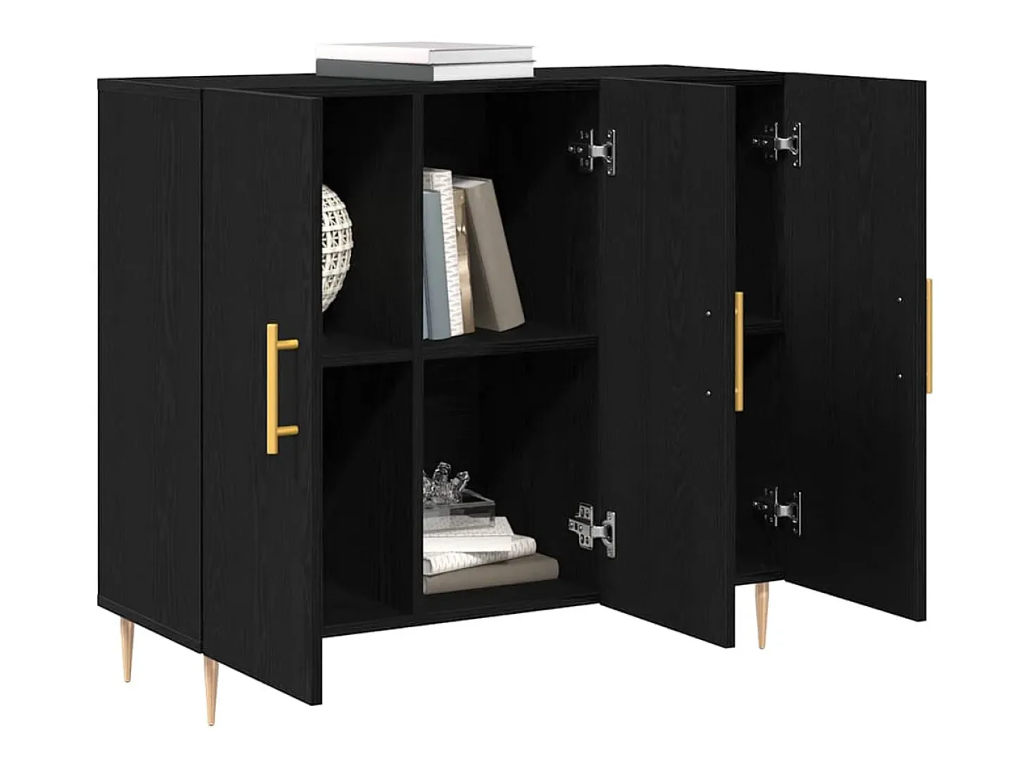 Vitrina Roble negro 90 x 34 x 80 cm Madera contrachapada