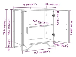 Vitrina Roble negro 78 x 35.5 x 74.5 cm Madera contrachapada
