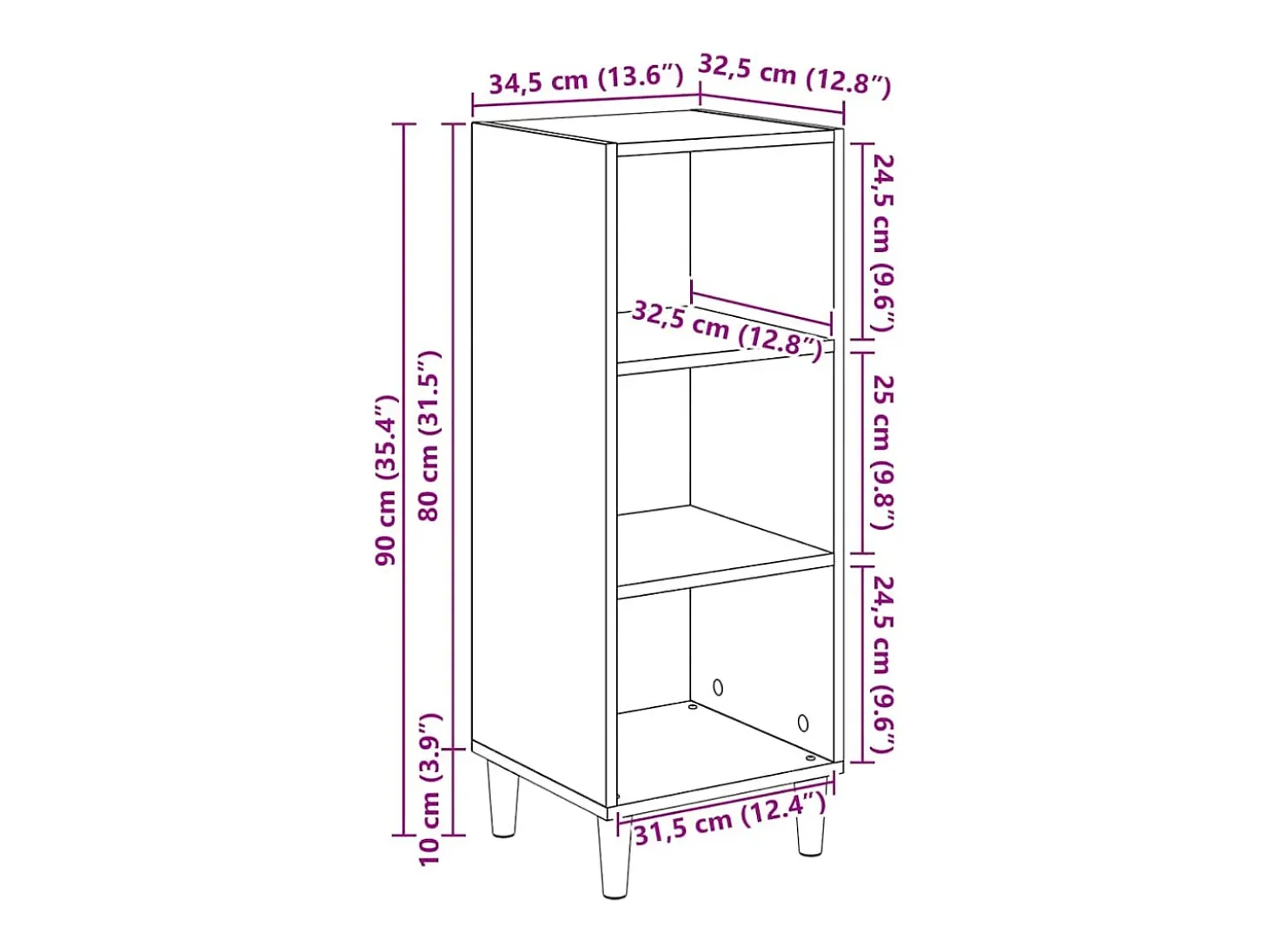 Vitrina Roble negro 32.5 x 34.5 x 90 cm Madera contrachapada