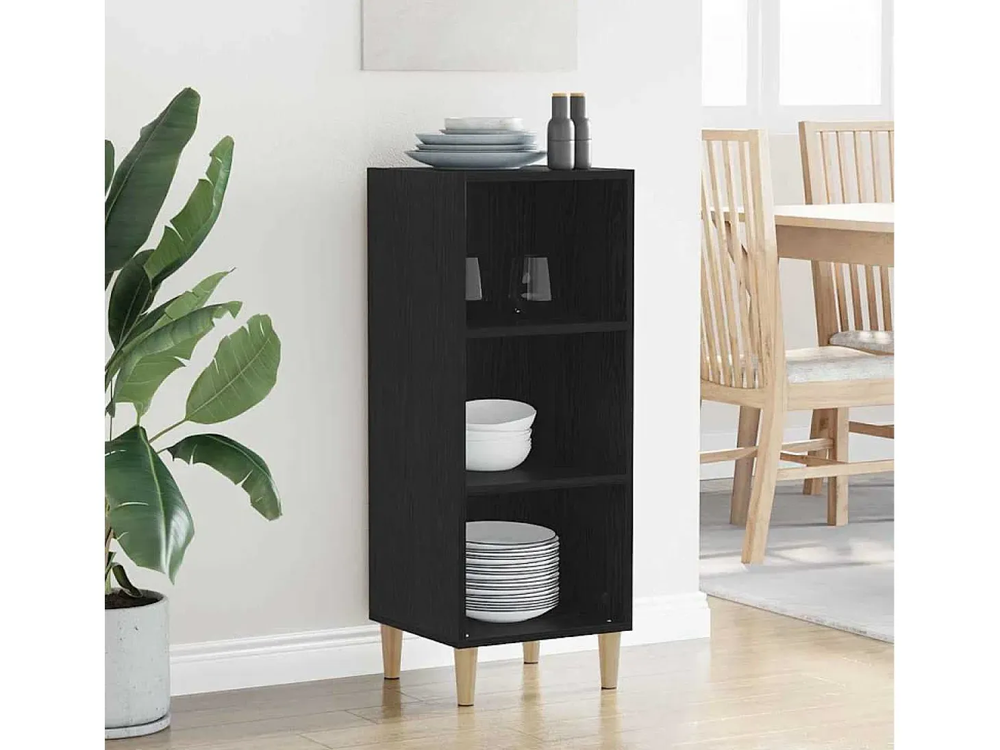 Vitrina Roble negro 32.5 x 34.5 x 90 cm Madera contrachapada