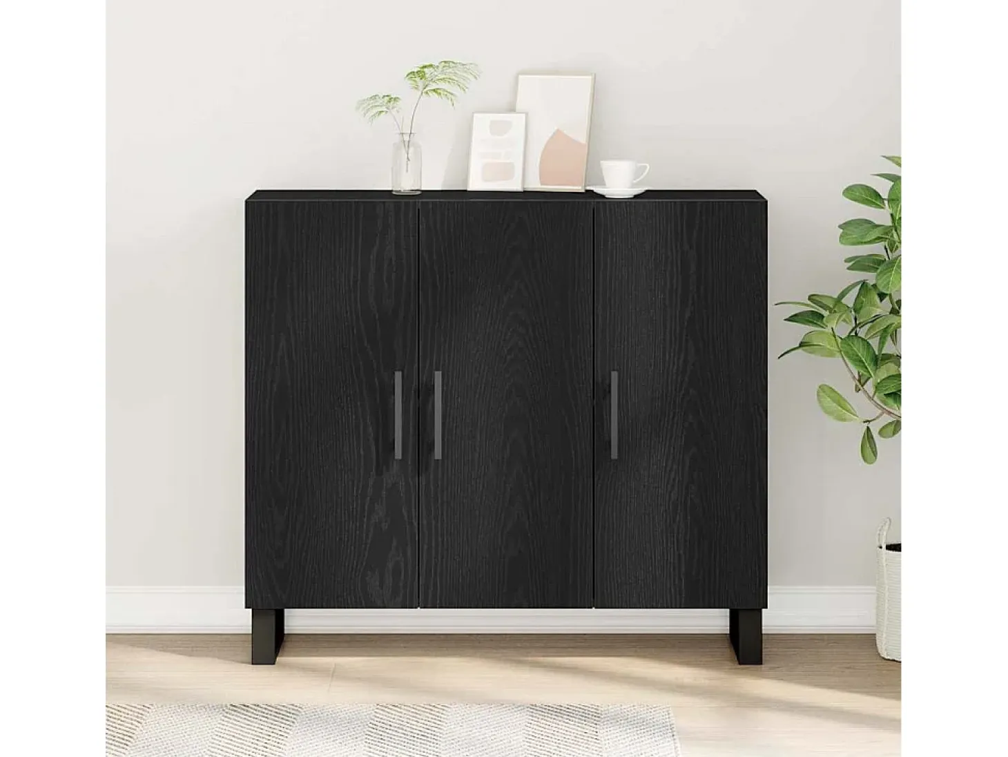 Vitrina Roble negro 90 x 34 x 80 cm Madera contrachapada