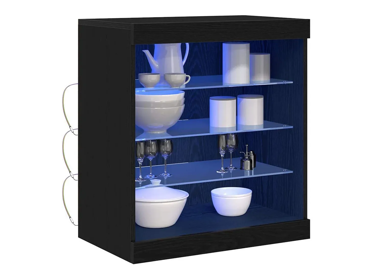 Vitrina Roble Negro 60.5 x 37 x 67 cm Madera contrachapada