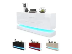 Vladon Aparador City, blanco mate/crema de alto brillo - Cómoda moderna para su salón (178 x 72 x 38 cm)