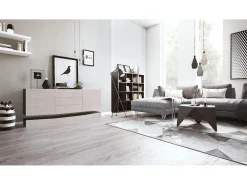 Vladon Aparador City, negro mate/gris arena de alto brillo - Cómoda moderna para su salón (178 x 72 x 38 cm)