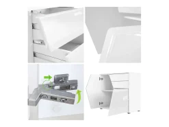 Vladon Cajonera Benny, Cómoda con 2 Puertas y 2 Cajones, Blanco mate/Gris arena de alto brillo (79 x 74 x 36 cm)