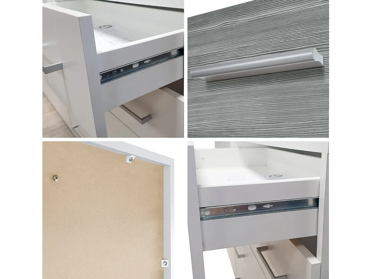 Vladon Cajonera Pavos, Cómoda con 4 Cajones, blanco mate/hormigón oxidado (76 x 72 x 35 cm)