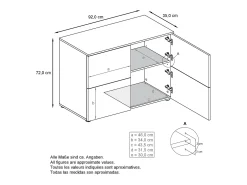 Vladon Cajonera Rova, Cómoda con 4 Puertas, Blanco mate/Blanco de alto brillo/Zarzamora de alto brillo (92 x 72 x 35 cm)