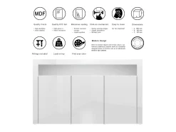 Vladon Cajonera Valencia, Cómoda con 3 Puertas y 1 Compartimento abierto, Blanco mate/hormigón oxidado/hormigón oxidado (155 x 92 x 40 cm)