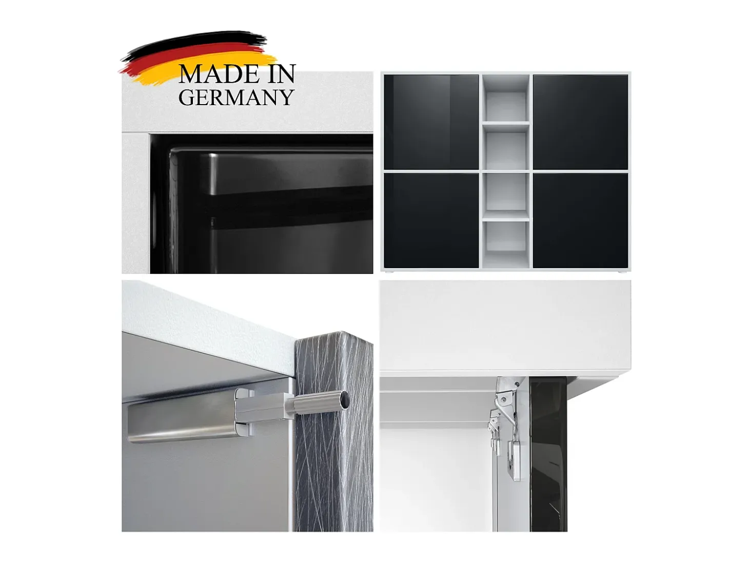 Vladon Highboard Cuba V3, blanco mate/blanco mate con LED - Aparador moderno con 12 compartimentos (130,5 x 105,5 x 35,5 cm)