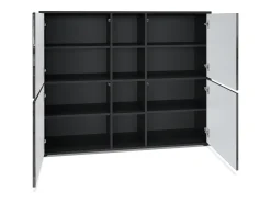 Vladon Highboard Cuba V3, negro mate/zarzamora de alto brillo - Aparador moderno con 12 compartimentos (130,5 x 105,5 x 35,5 cm)