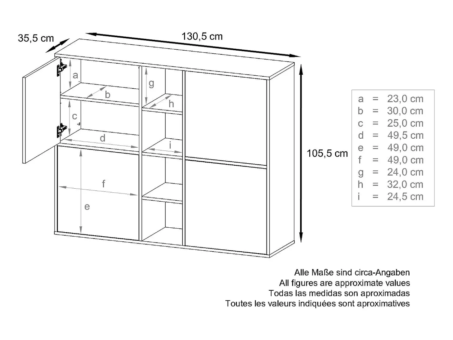 Vladon Highboard Cuba V3, negro mate/zarzamora de alto brillo con LED - Aparador moderno con 12 compartimentos (130,5 x 105,5 x 35,5 cm)