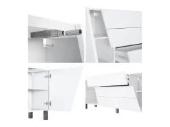 Vladon Sideboard Houston, cassettiera a 2 ante e 3 cassetti, mobile bianco opaco, frontali bianco opaco (178 x 69,5 x 38,5 cm)