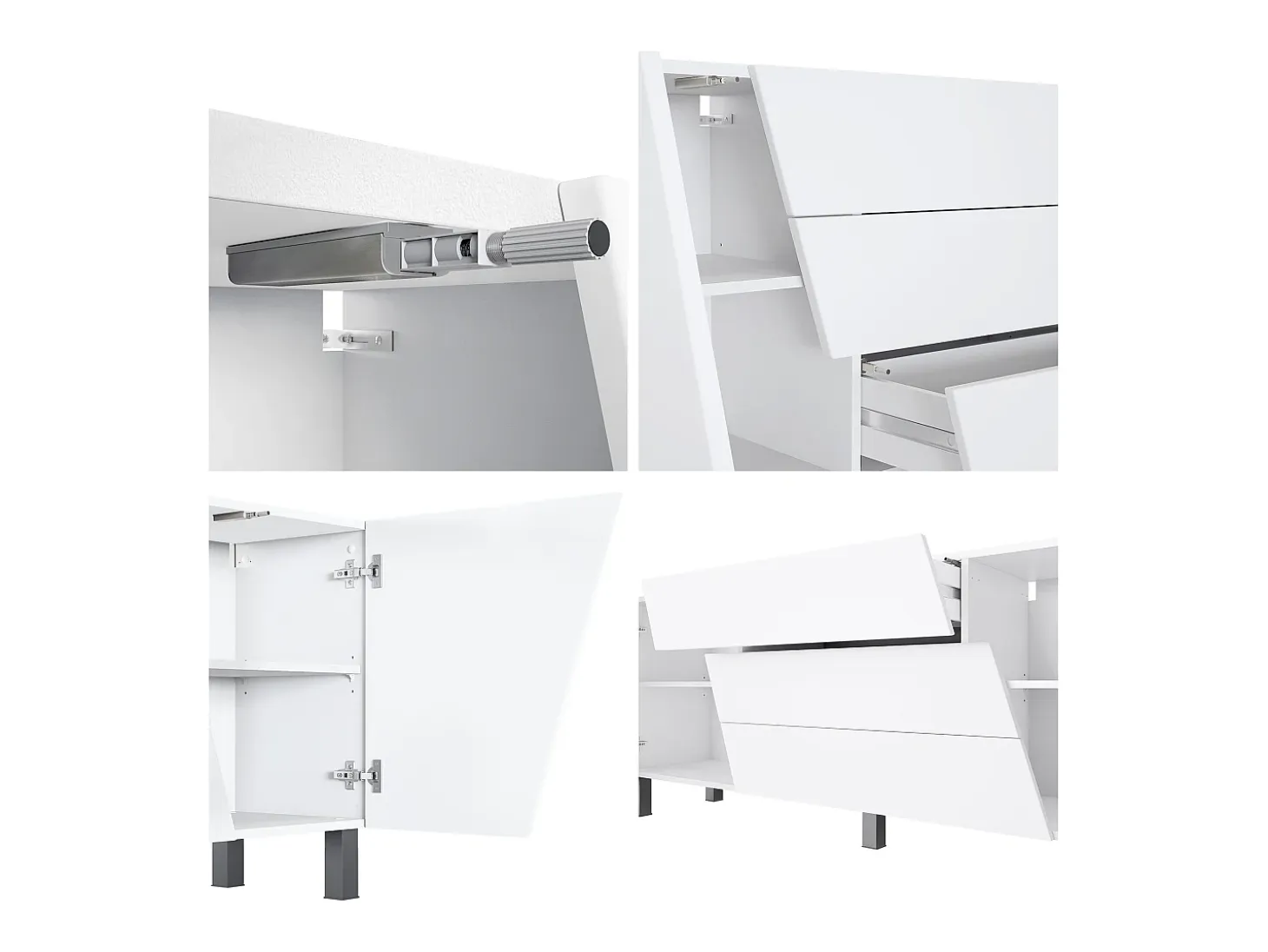Vladon Sideboard Houston, cassettiera a 2 ante e 3 cassetti, mobile bianco opaco, frontali bianco opaco (178 x 69,5 x 38,5 cm)