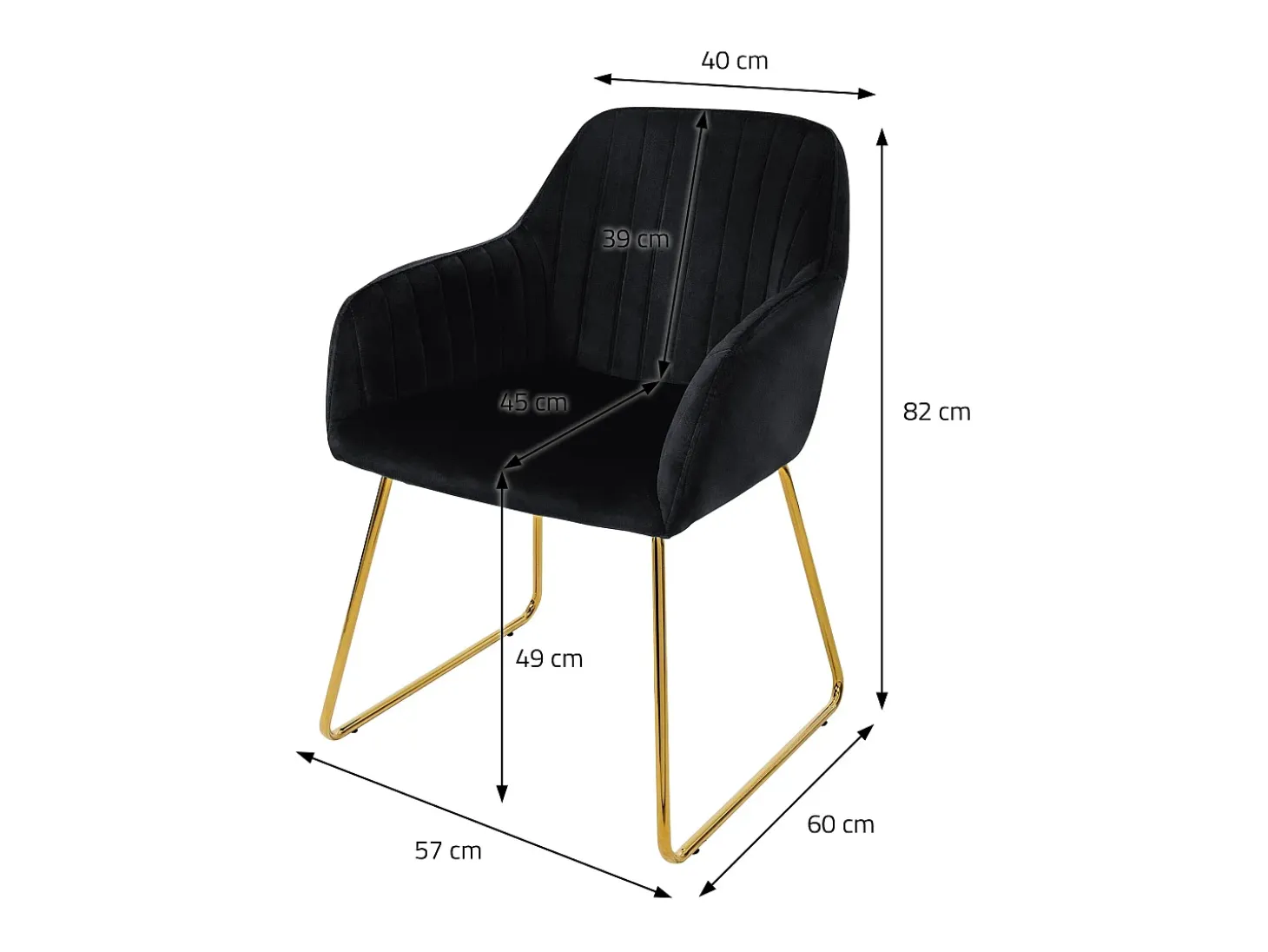 6x Silla de comedor/salón asiento ergonómico terciopelo negro patas de metal