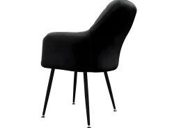 4x Sillas de comedor oficina retro asiento terciopelo tapizado negro patas metal