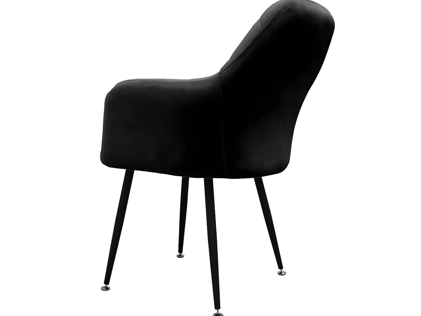 4x Sillas de comedor oficina retro asiento terciopelo tapizado negro patas metal
