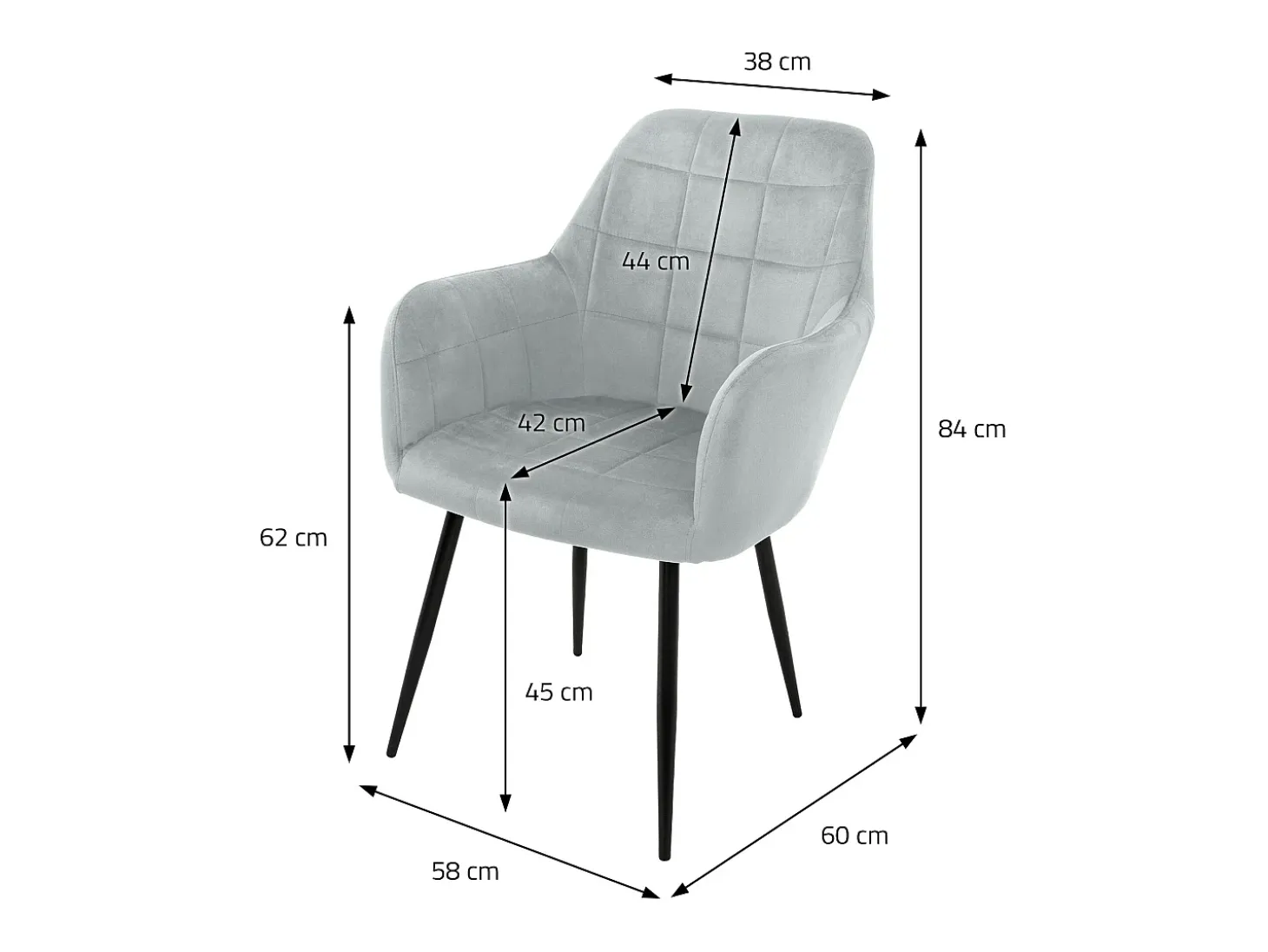 6x Sillón mueble de comedor oficina gris asientos sofá retro tapizado acolchado
