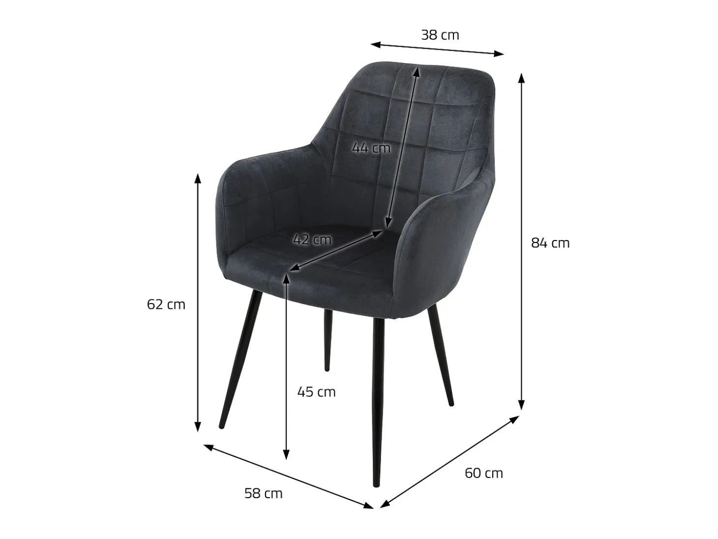 2x Sillón mueble de comedor oficina gris oscuro asiento retro tapizado acolchado