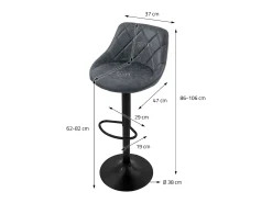 4x taburetes de bar antracita sillas con respaldo asientos ajustables 62-82 cm