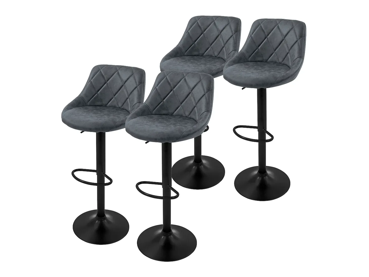 4x taburetes de bar antracita sillas con respaldo asientos ajustables 62-82 cm