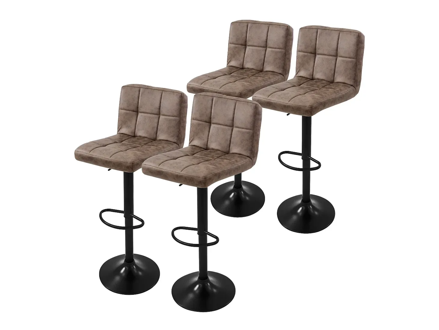 4x taburetes de bar marron sillas con respaldo asientos ajustables 63-83 cm