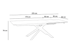 Xavier - Mesa extensible (170/270 x 90 cm) en HPL blanco