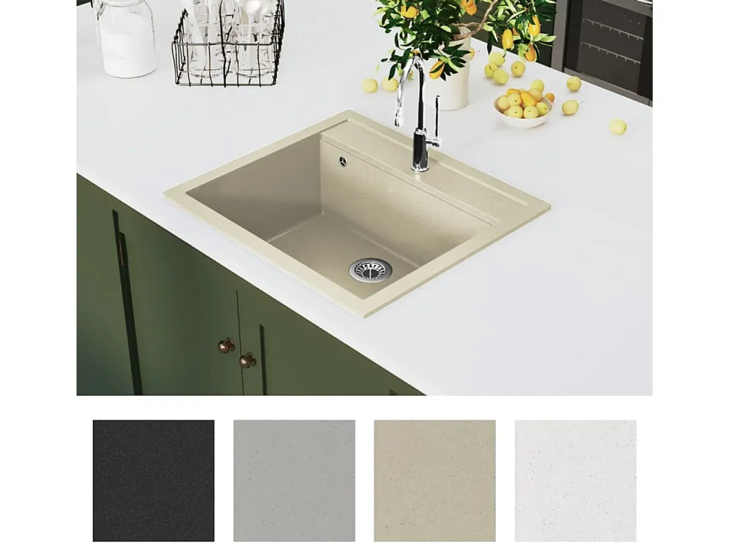 Xelindra Fregadero de cocina de granito con un seno beige