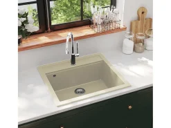 Xelindra Fregadero de cocina de granito con un seno beige