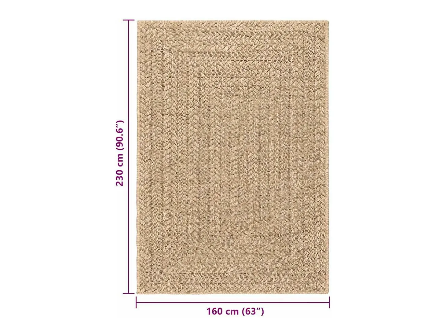ZIZUR alfombra beige 120x170 cm aspecto yute interior exterior